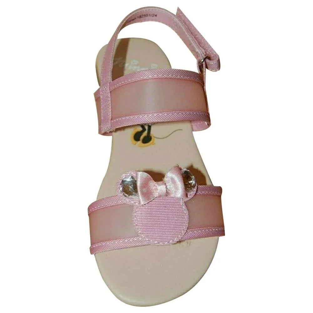 Minnie Mouse Girls Sandals with Satin Bow and Gem Ears, Adjustable Hook and Loop Strap and Rubber Sole, Pink, Size 5 EUR 21 - Image 5