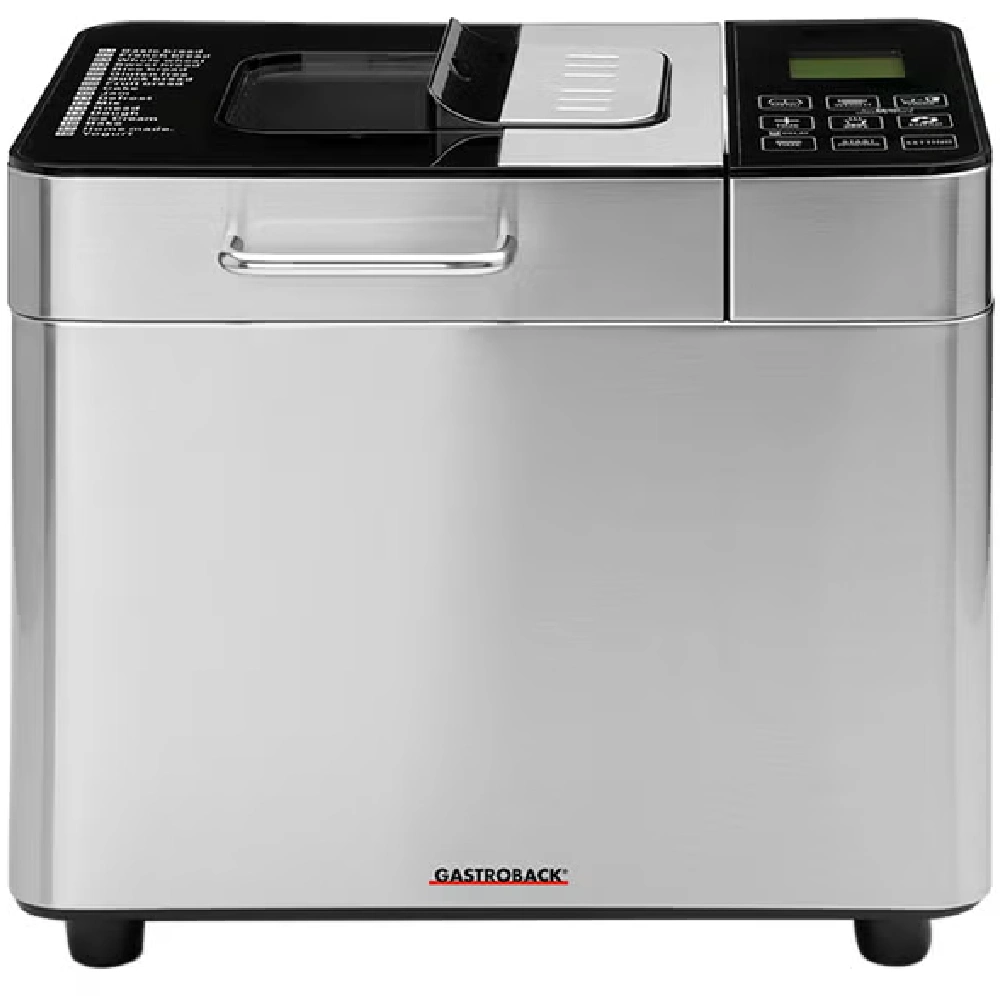 Gastroback Breadmaker 500W - 18 Programs, 1000g Capacity, 3 Browning Levels, Digital Display, Silver - Black - 42823