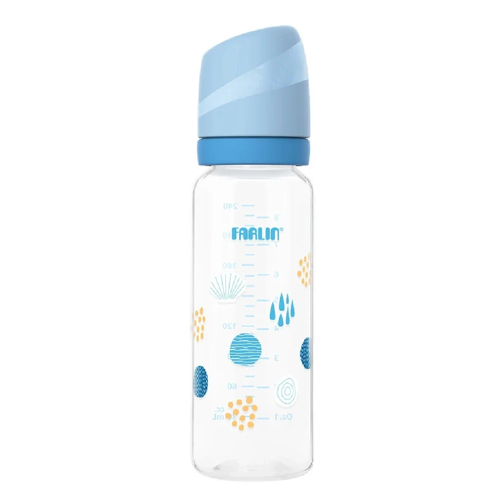 Farlin Standard Neck Polypropylene Baby Feeding Bottle Blue 240ml - AB-41023 B