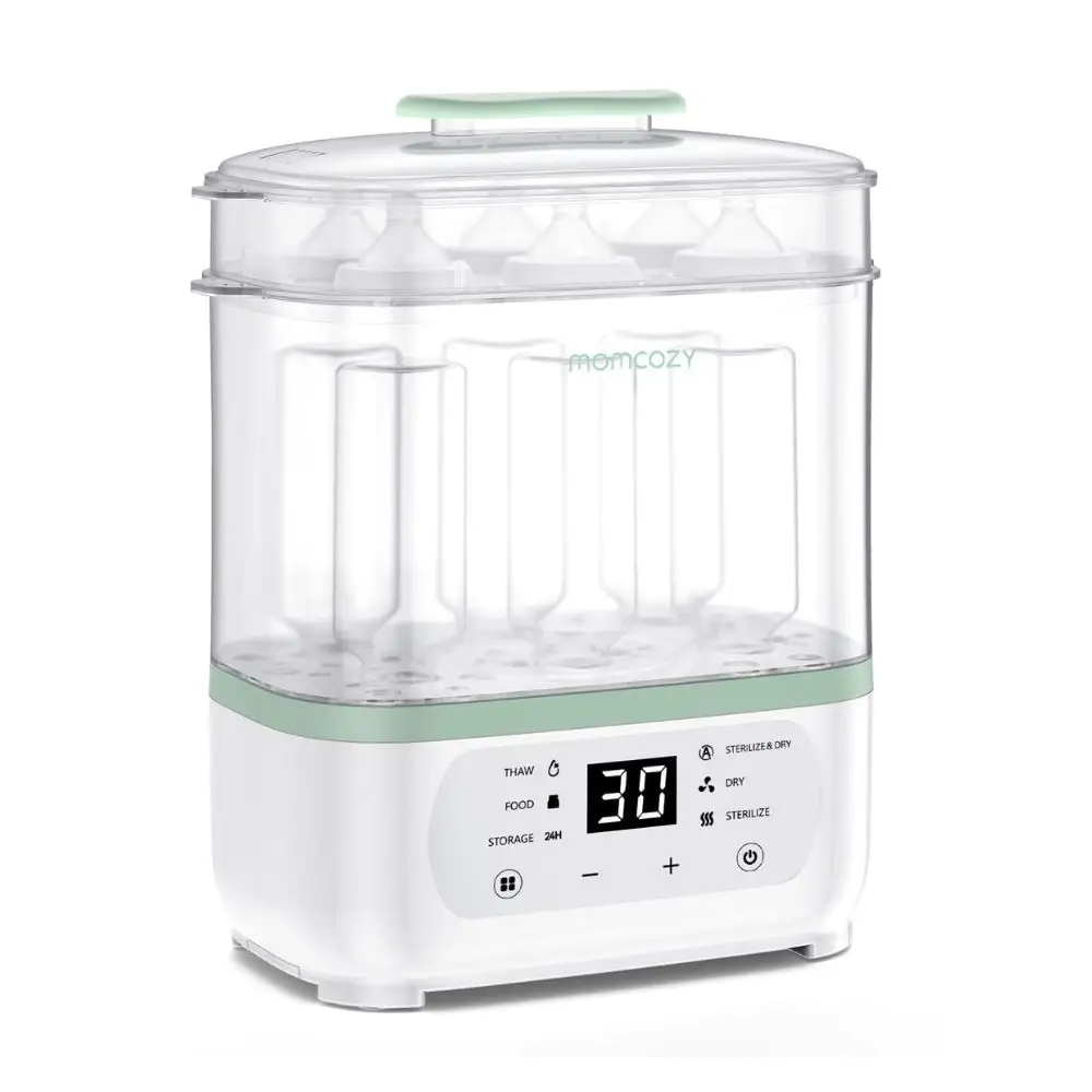 Momcozy 8-in-1 Baby Bottle Sterilizer and Dryer, Holds 8 Bottles, White - QMBS002