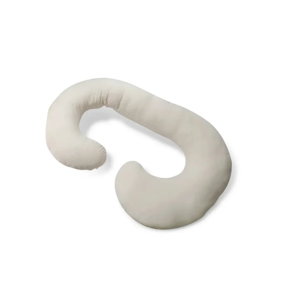 PharMeDoc C-Shape Organic Cotton Maternity Pillow, Full Body Support for Back, Neck, Belly and Legs, Removable Washable Cover, 70 Percent Recycled Filling, Light Brown - BPC-OC31-NA