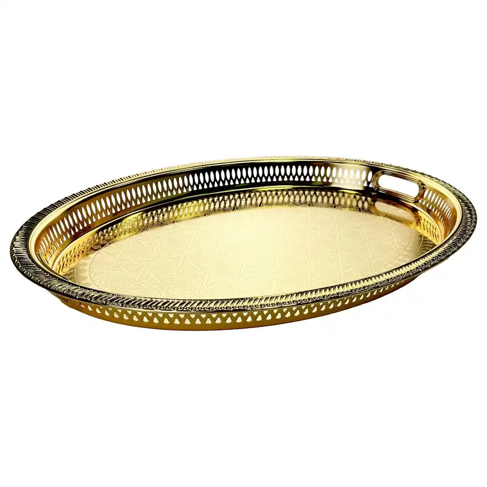 Zolten Silver Plated Oval Serving Tray, Gold, 45 cm - ZL2013639 - Image 3
