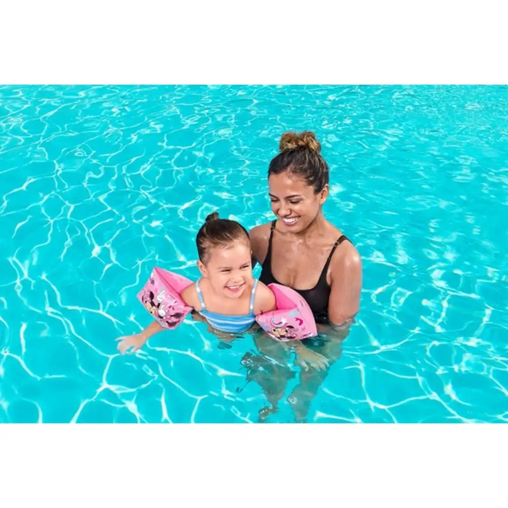 Bestway Disney Junior Minnie Armbands 23cm x 15cm, Inflatable PVC Swim Arm Floats for Kids, Character Swimming Aid for Pool & Beach, Multicolour - 91038 - Image 2