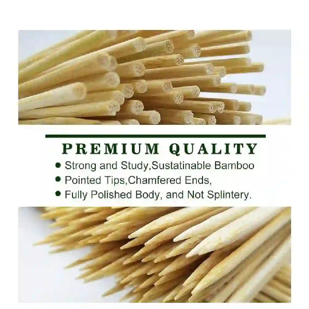 GulfDealz Natural Bamboo BBQ Skewers, 12 Inch, 100 Pieces with Pointed Tips and Polished Finish for Kebabs, Grilling, Fruit and Appetizers - Image 2