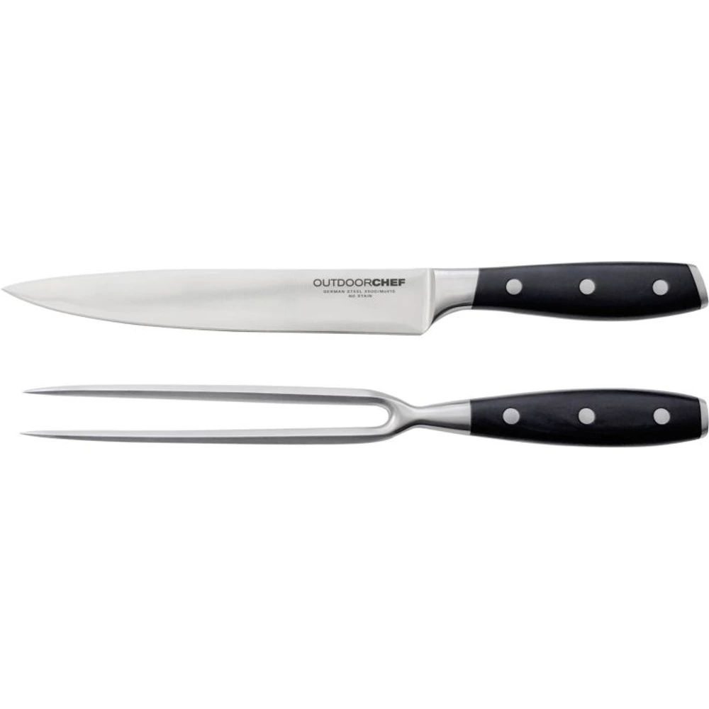 Outdoorchef Carving Set Premium, 20 cm X50CrMoV15 Carving Knife and Fork, Pakka Wood Handles, For Roasts and BBQ Meat - 14.491.42
