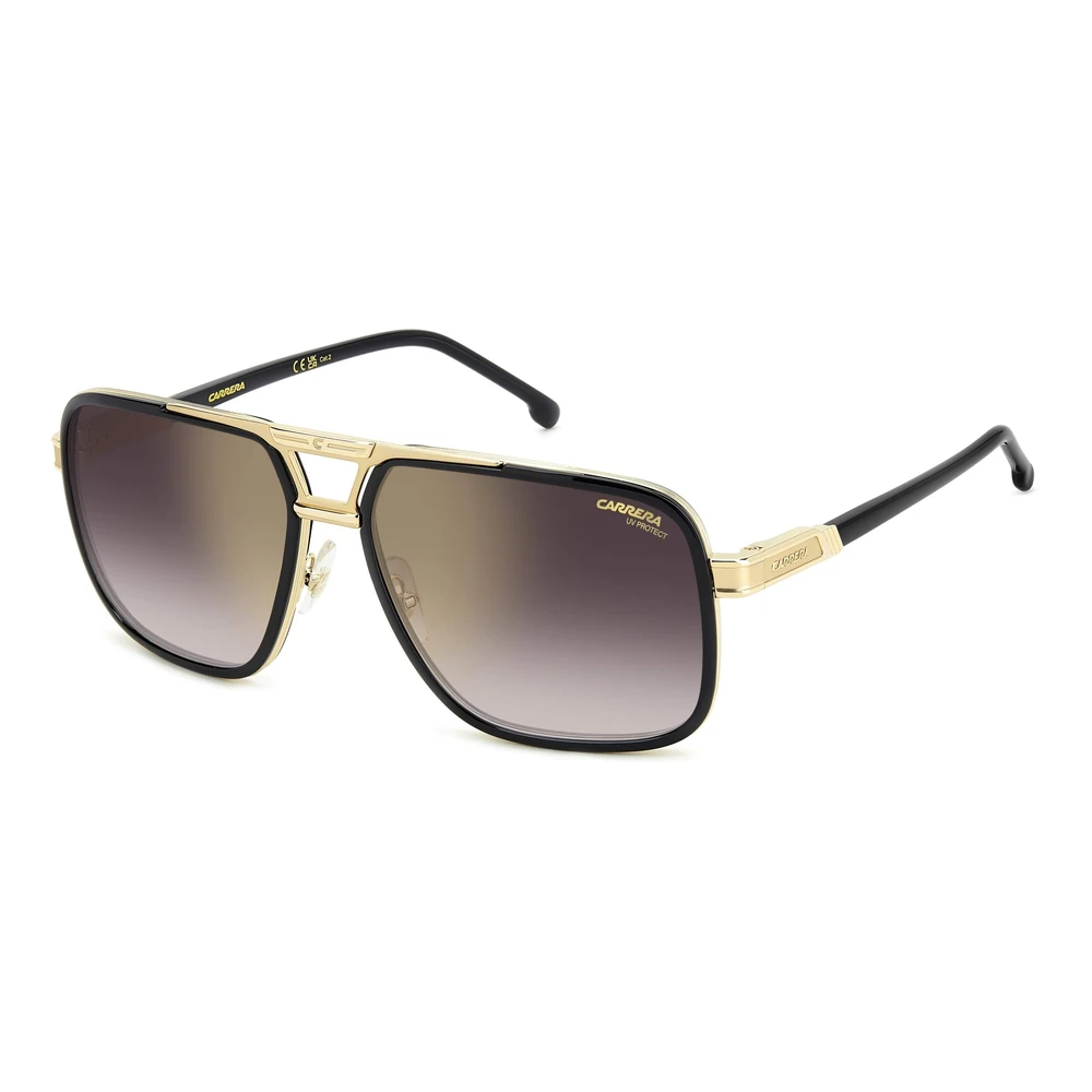 Carrera Mens Rectangular Sunglasses, Gold Mirror On Burgundy Shaded Lenses - C-1071-S-LGD