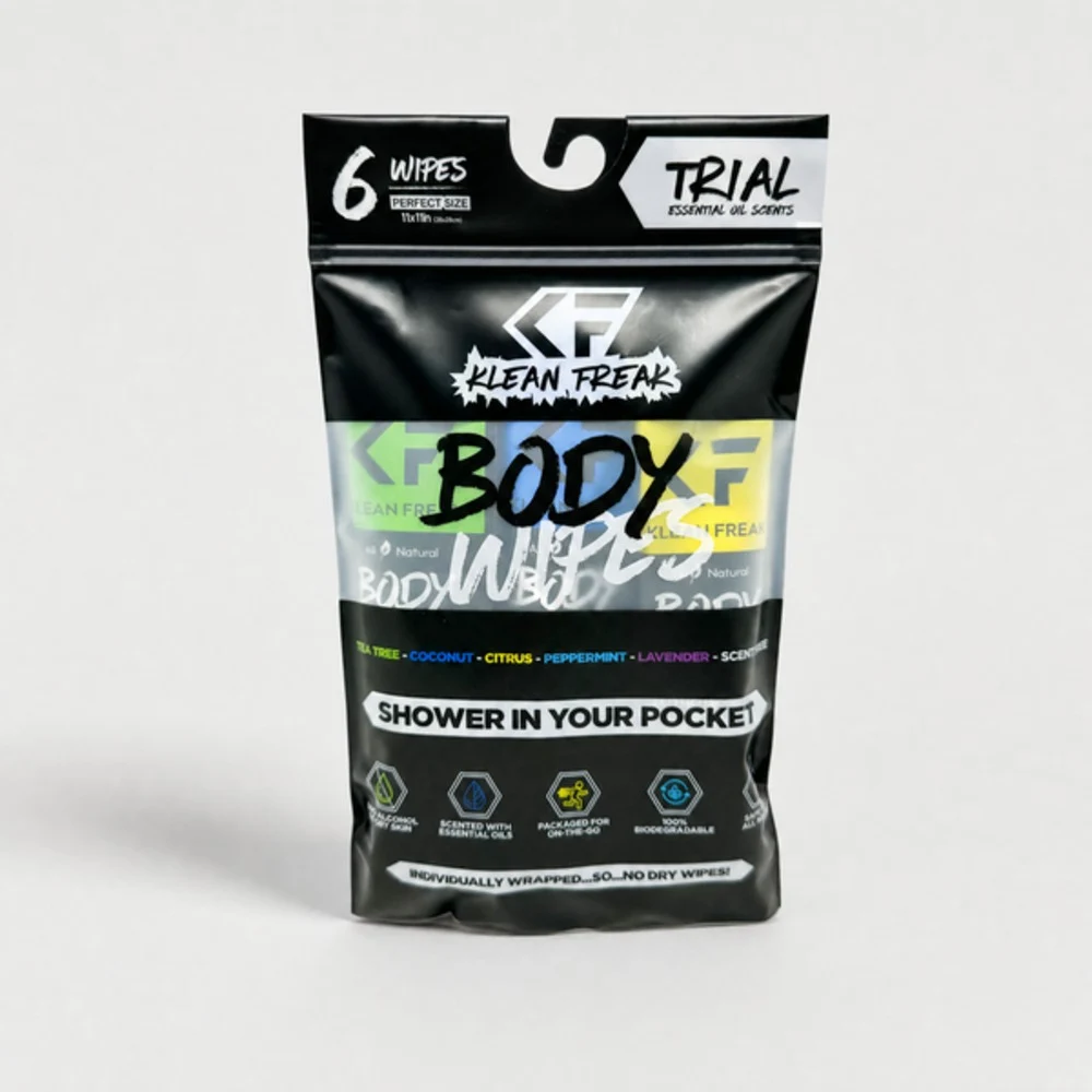 Klean Freak Body Wipes Trial Pack 6 Wipes, 1 Each of 6 Scents, Large Shower Wipes, Alcohol Free, Aloe and Witch Hazel, Mixed Scents - TRMX00 - Image 4