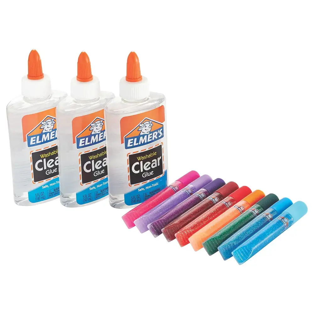 Elmer's Deluxe Slime Starter Kit, 12 Count with 3 Washable Clear School Glues and 9 Glitter Glue Pens, Makes 3 Batches of Slime - Image 7