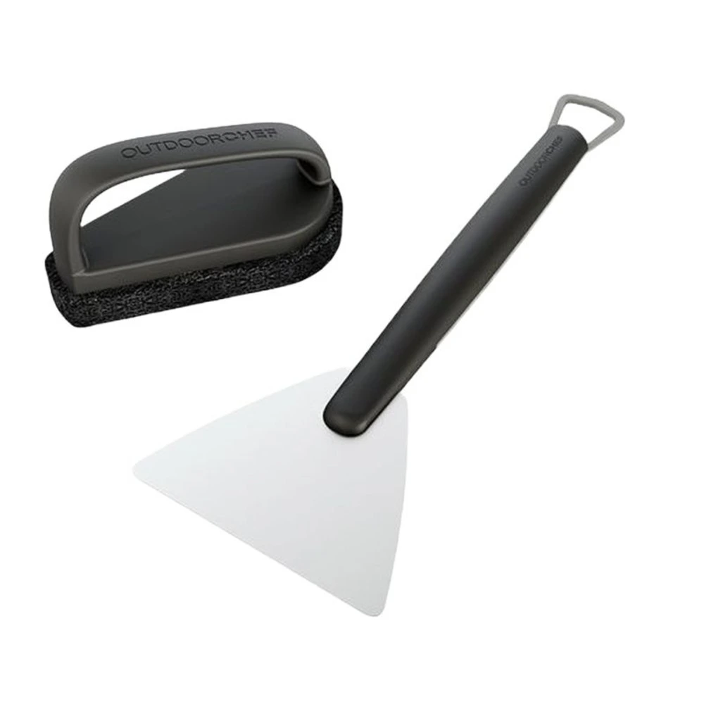 Outdoorchef Plancha Cleaning Set, Stainless Steel Scraper and Sponge, For Enamelled and Stainless Planchas, Replaceable Parts - 14.421.38