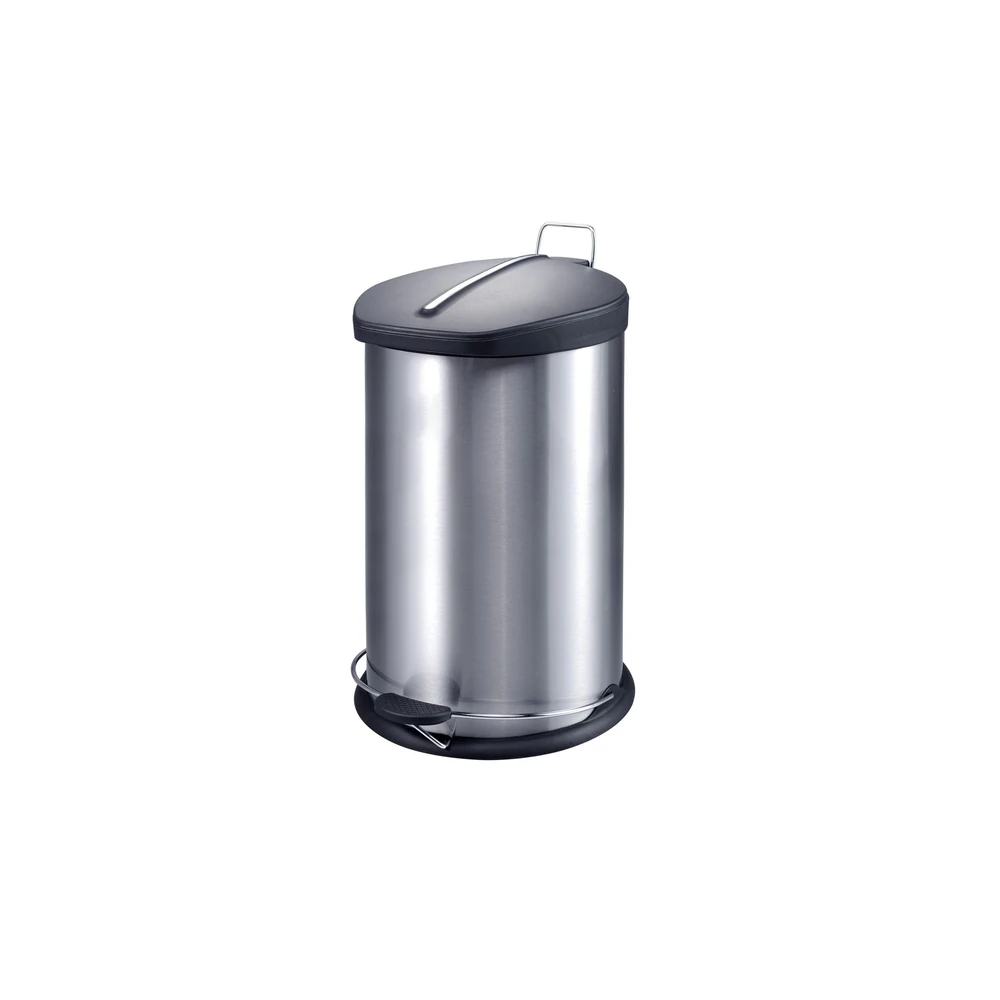 Zolten Stainless Steel Step Bin 20 L with Black Plastic Lid, Foot operated - C5611692