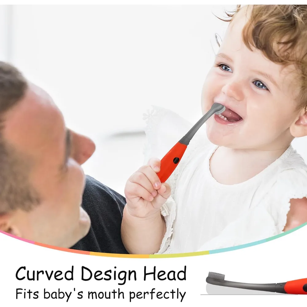 Mombella Ladybug Baby Silicone Training Toothbrush, Soft Bristles, BPA-Free, Gentle on Gums, Ideal for 6-9 Months, Easy Grip, Red & Black - 1403 - Image 5