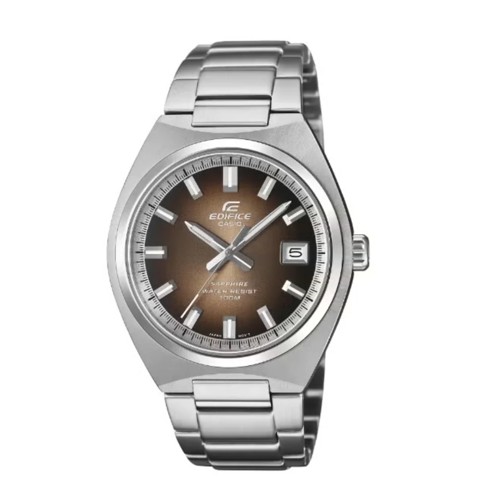 Casio Edifice Mens Watch, Brown Dial, Silver Stainless Steel Band, Sapphire Crystal, 100M Water Resistant - EFB-109D-5AVDF