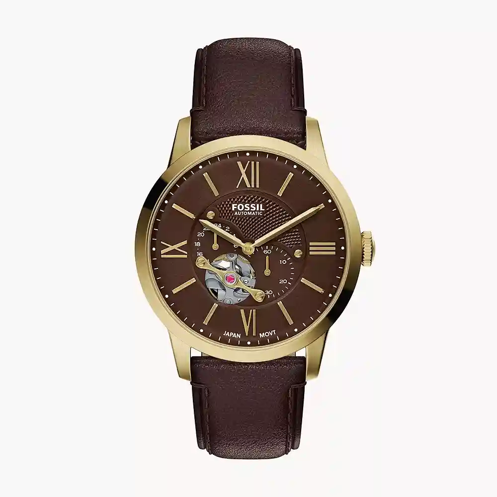 Fossil Townsman 44mm Automatic Brown Leather Watch - ME3286