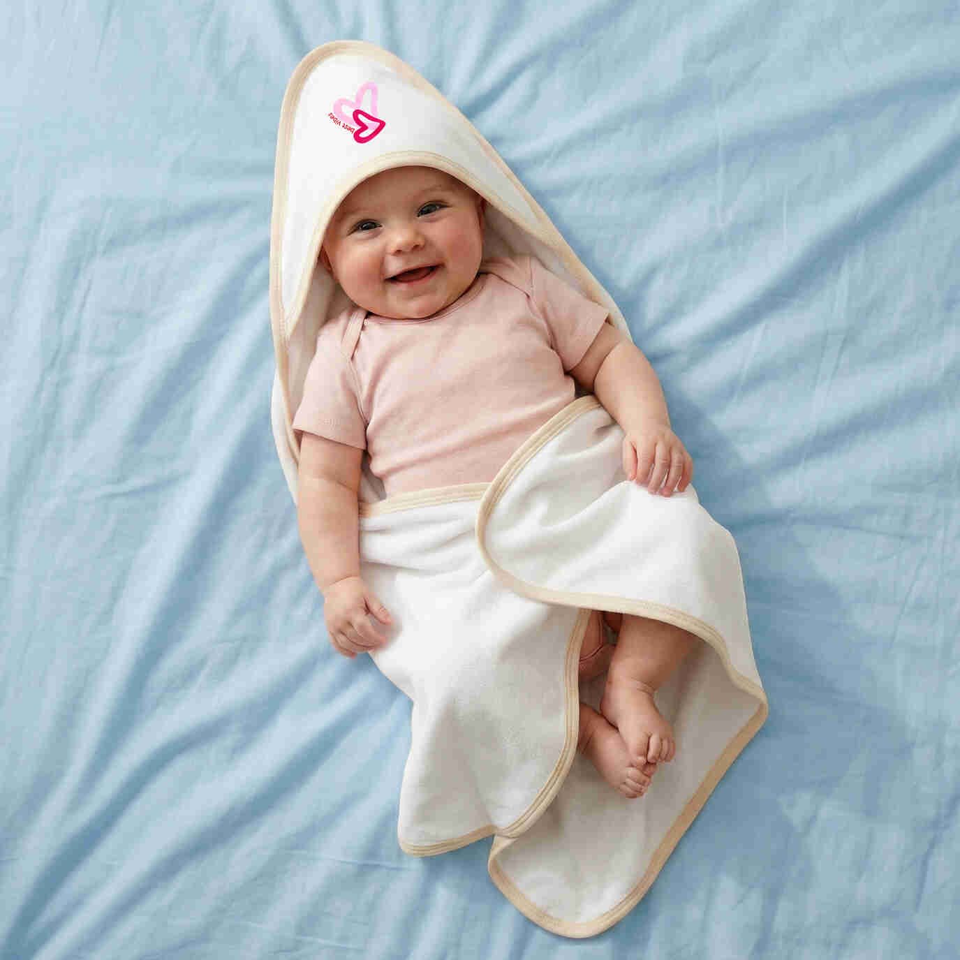 Babies Basic Cotton Swaddle Blanket for New Born 75x75cm Peach V239-BLA-BEI-OS - Image 3