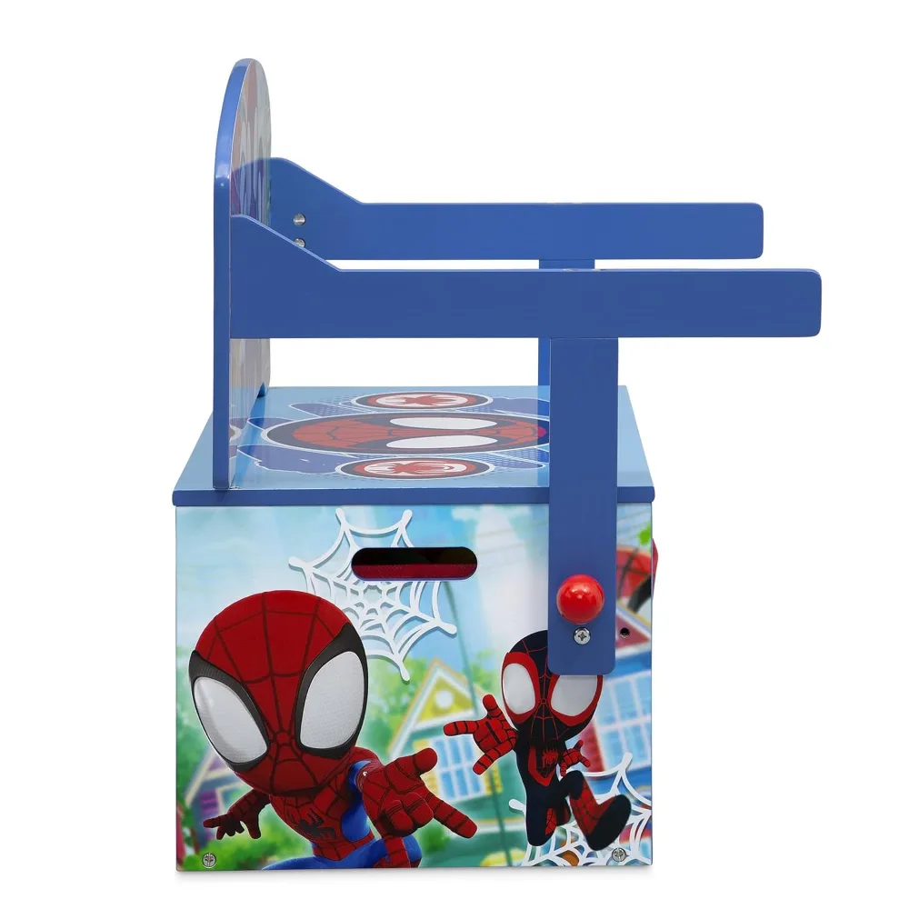 Delta Children Kids Activity Bench with Storage, 2 In 1 Spidey Desk & Bench, Toy Storage Bins, Wooden Play Study Furniture, Marvel Spidey and His Amazing Friends - TB87242SM-1163 - Image 6