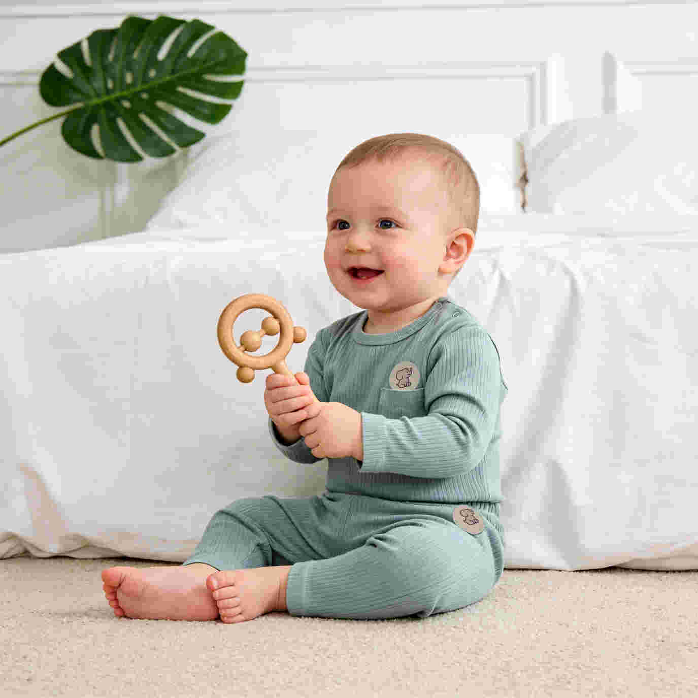 Babies Basic Ribbed Cotton Long Sleeves Top and Bottom - Set of 3 0-3 Months Multi Color M725-LO-MIX-0-3-6PC - Image 5