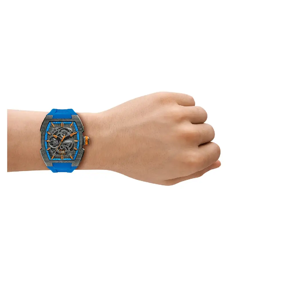Fossil Men’s Machine X1 42mm Automatic Watch, Blue Dial, Stainless Steel Case, Blue Silicone Strap, Sapphire Crystal, 5 ATM Water Resistance - ME3285 - Image 7
