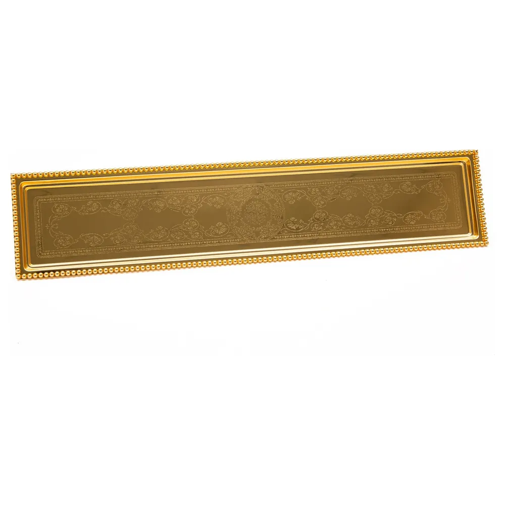 Zolten Silver Plated Rectangular Serving Tray, Gold, 60 cm - ZL2013907 - Image 3