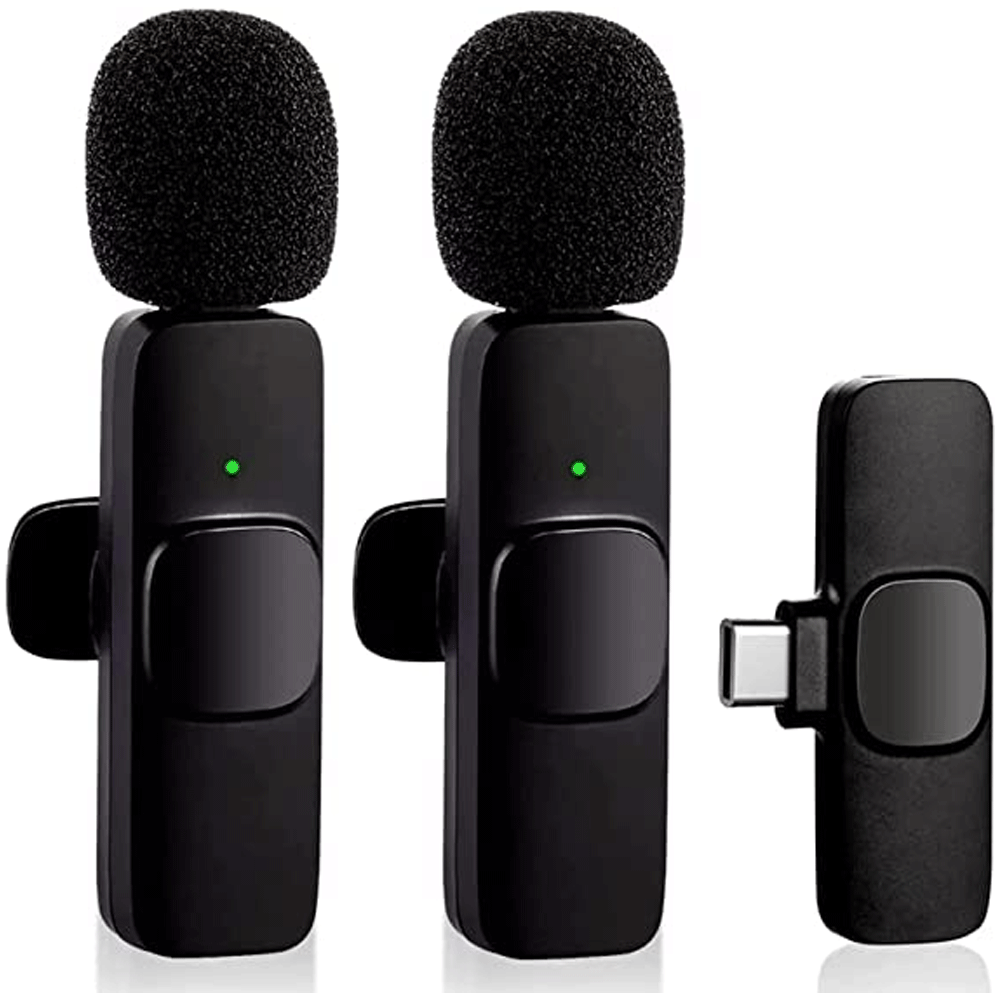 Wireless Lavalier Microphone for Type C Phone, Plug Play Wireless Mic With 2 Microphone For USB C Android Phone Video Recording, Interview, Vlog, Auto Sync and Noise Reduction