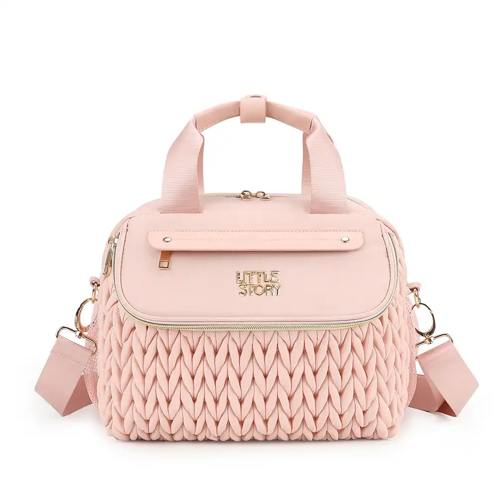 Little Story Compact Diaper Bag With Changing Pad And Shoulder Strap Blush Pink - LS_DB_PI - Image 2