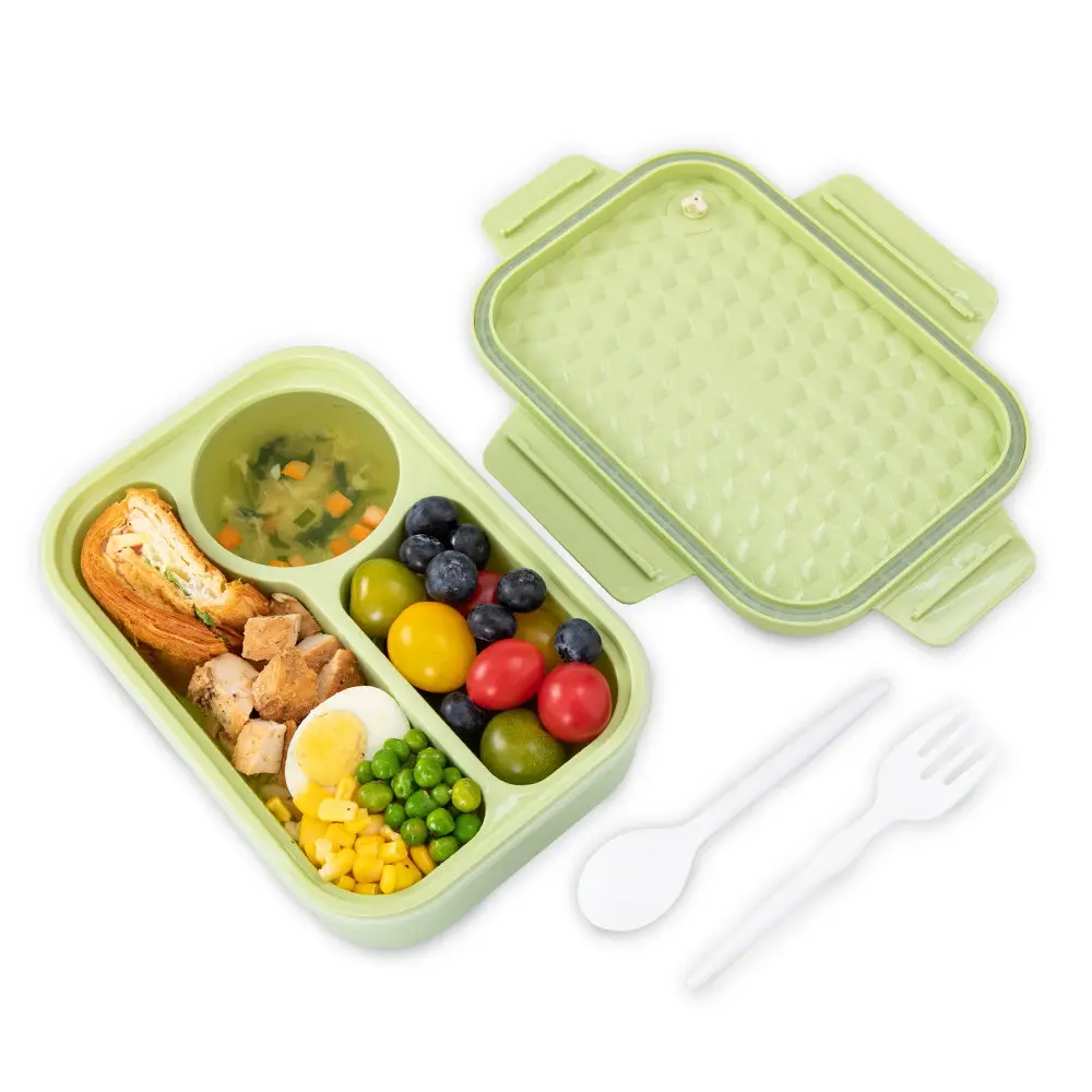 Hydrobrew Smart Serve Bento Lunch Box And Double Wall Stainless Steel Water Bottle 980ml Plus 500ml - CMHB_LB3COMPPWBSS500_GR - Image 4