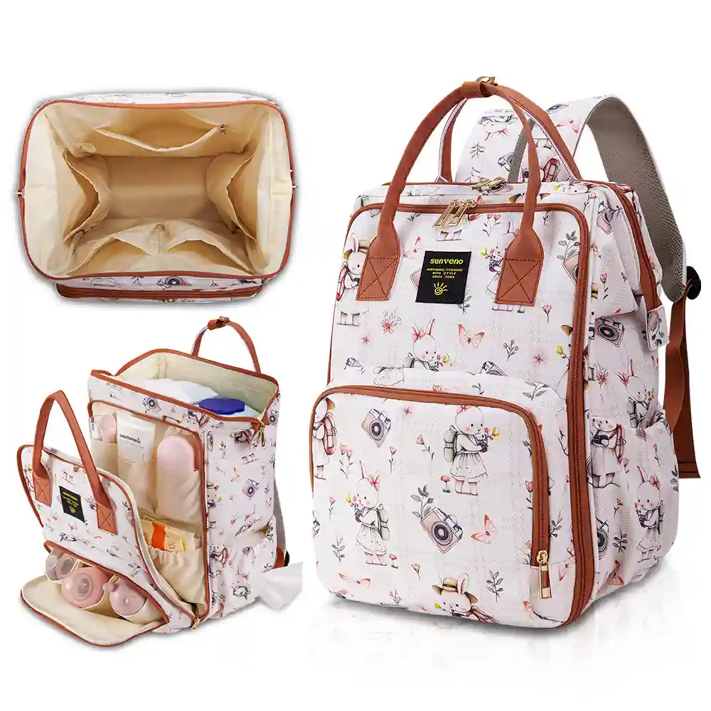 Sunveno Multi-pocket Diaper Backpack Waterproof Baby Nappy Bag With Insulated Pockets - SN_DP_RBBR