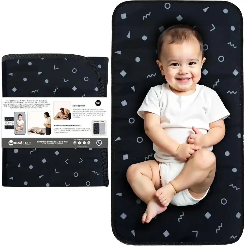 Neobreez Reusable Diaper Changing Pad Wipeable Surface Dark Grey Black - NBR164 - Image 4