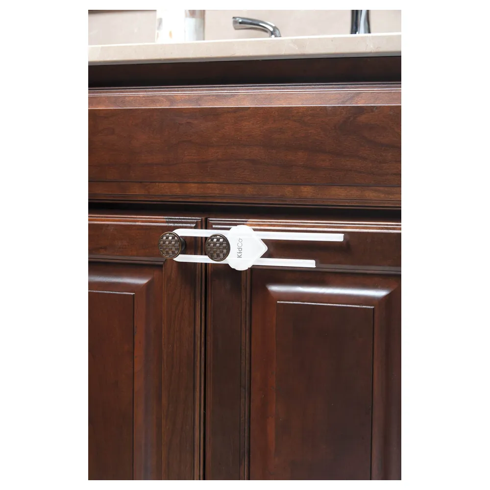 KidCo Sliding Cabinet and Drawer Locks 2 Pack, No Screws or Adhesive, Fits Knobs and Handles 5-18 cm (2-7 Inch) Apart, White - S342