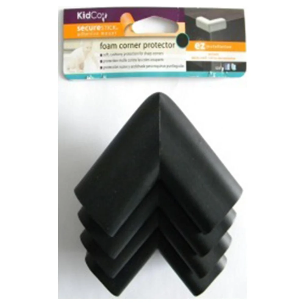 KidCo SecureStick Foam Corner Protectors 4 Pack, Black Adhesive Table Corner Guards with Soft Cushioned Foam - S381 - Image 2