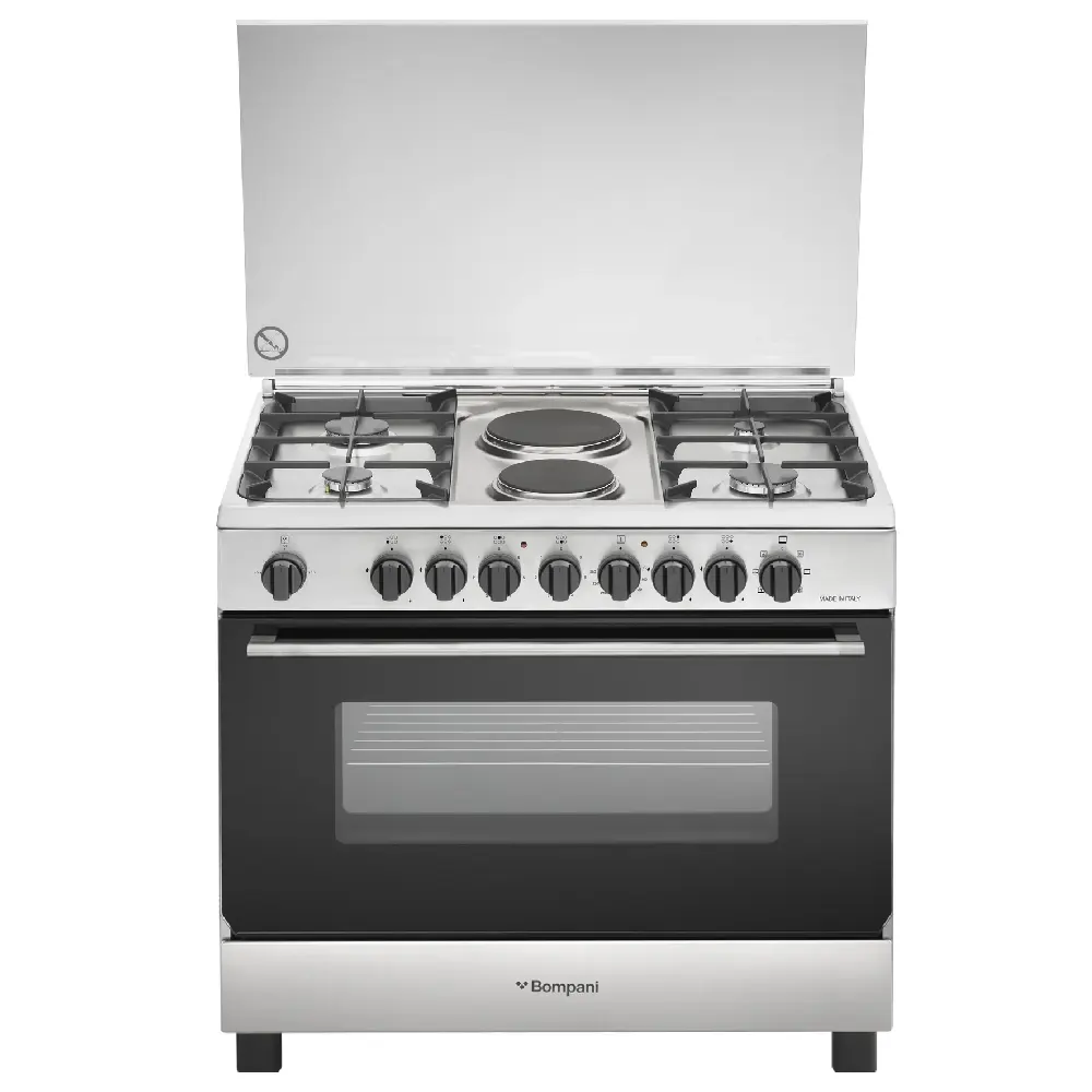 Bompani BO683MK/L 4 Gas Burner Cooker With 2 Electric Plates, Black Steel