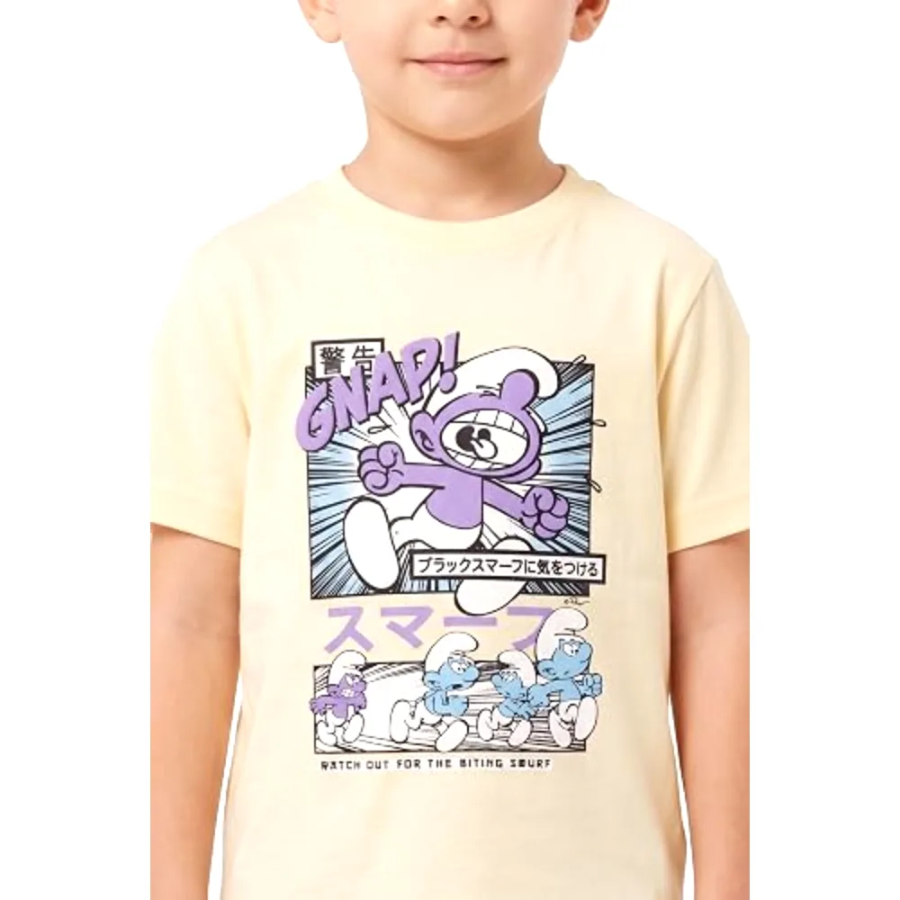 The Smurfs Gnap Comic Boys T-Shirt, 100 Percent Cotton, Crew Neck, Casual Wear, 5-6 Years, Cream - TU25934-5-6 - Image 2