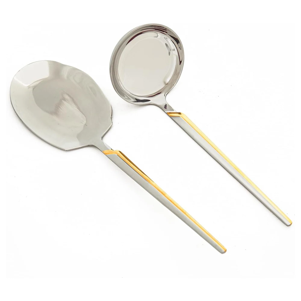 Zolten Modern Stainless Steel 32-Piece Cutlery Set with Stand Gold with Satin Finish - ZL0713849 - Image 3