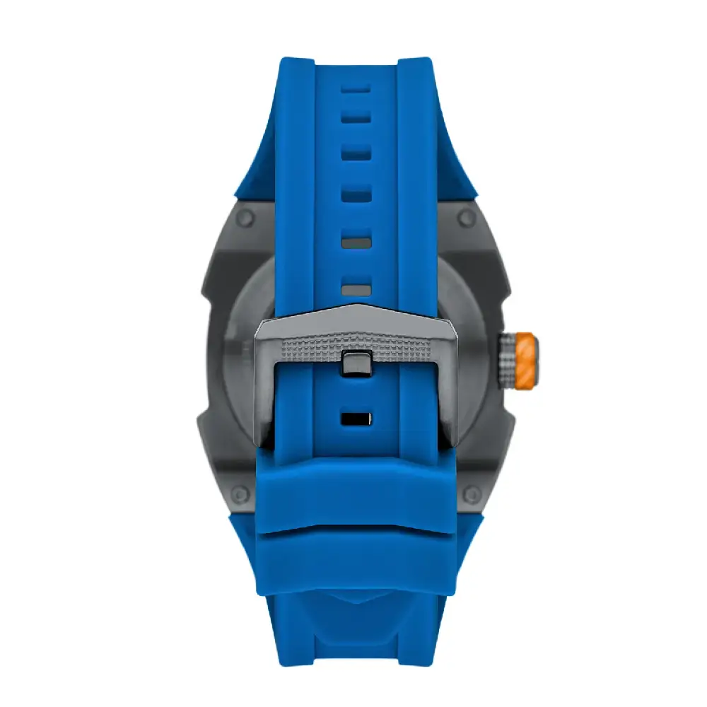 Fossil Men’s Machine X1 42mm Automatic Watch, Blue Dial, Stainless Steel Case, Blue Silicone Strap, Sapphire Crystal, 5 ATM Water Resistance - ME3285 - Image 2