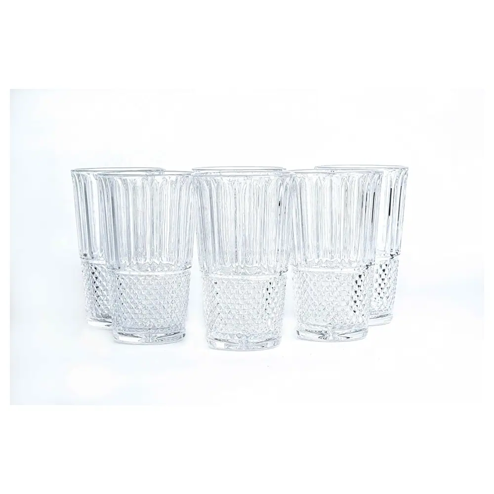 Taliona Diamond 6-Piece Clear Glass Highball Tumbler Set 38 cl - C6913816