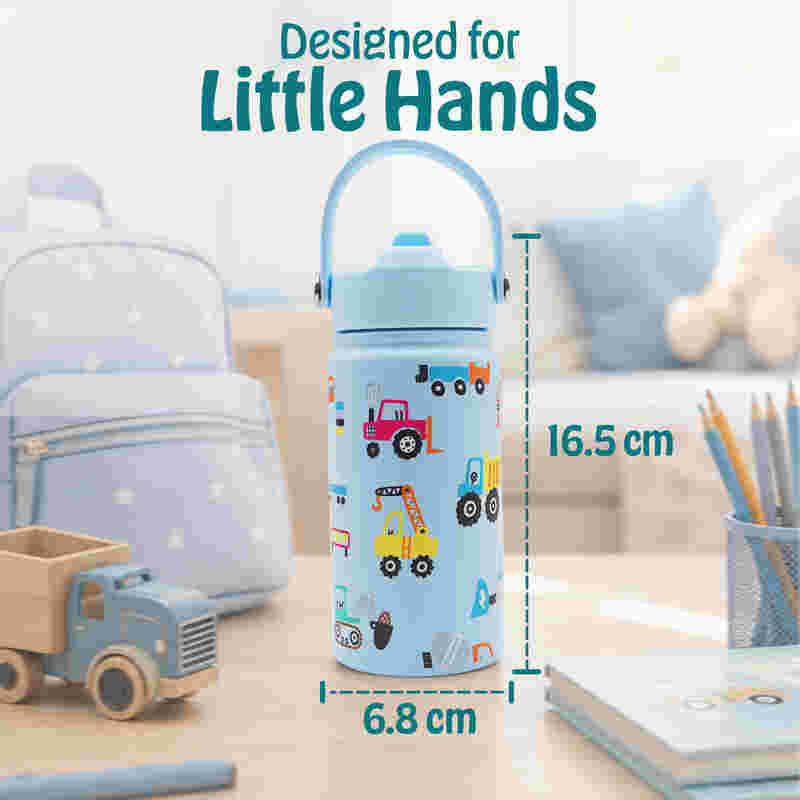 Babies Basic Insulated Bento Lunchbox with Stainless Steel Bottle 3+ Years - Beige - Zoo 12310-MIX-BLU-CONS - Image 5