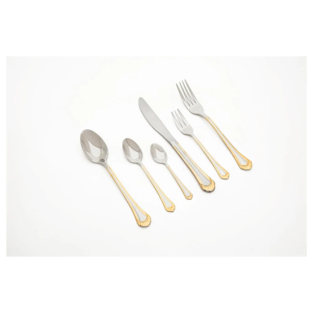 Zolten Drape Stainless Steel 38-Piece Cutlery Set with Stand Gold with Mirror Finish - ZL0713851 - Image 2