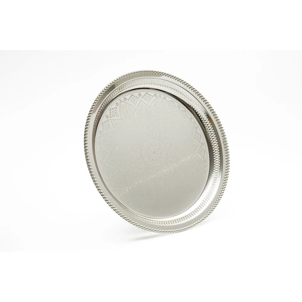 Zolten Silver Plated Round Serving Tray, 35 cm - ZL2013929