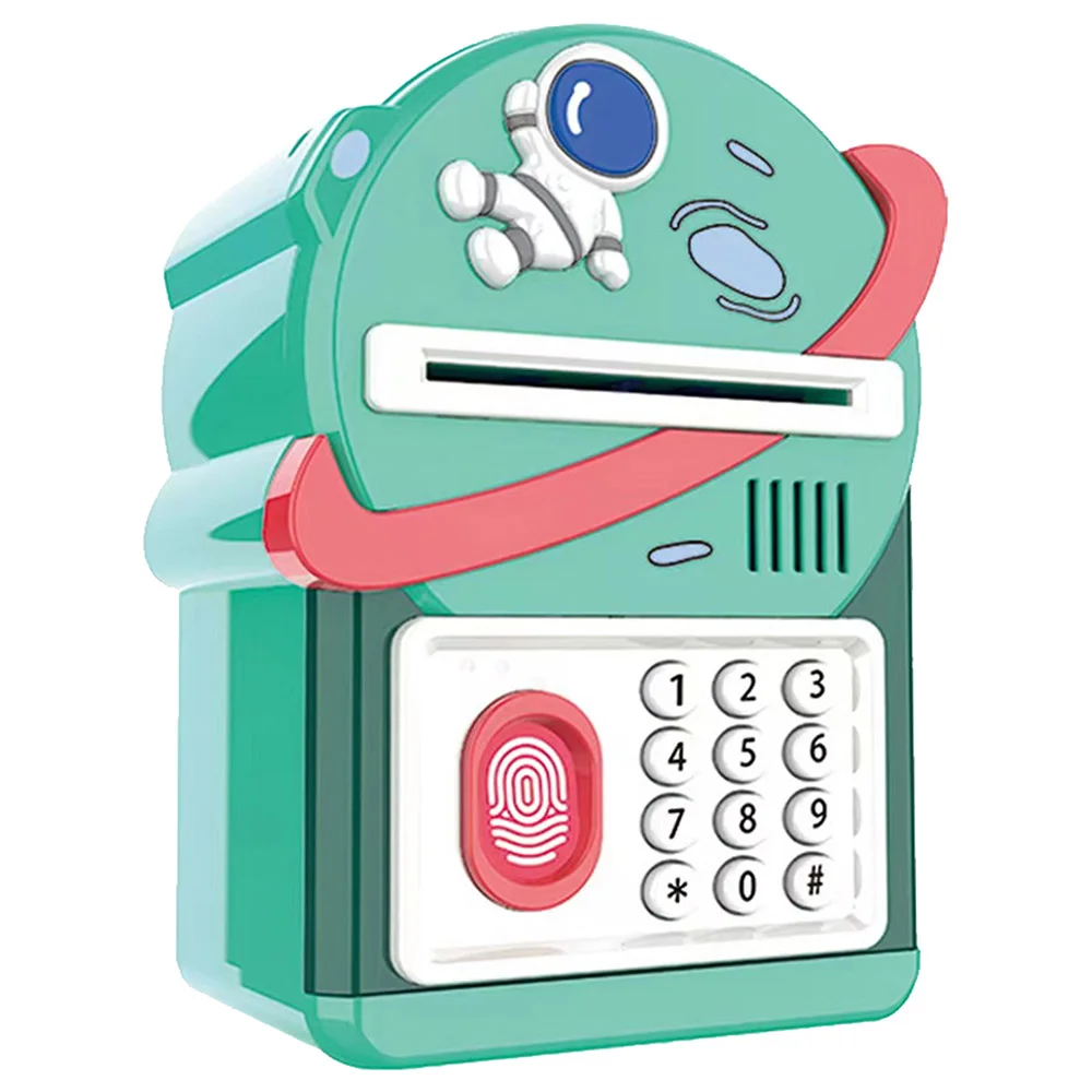 Little Story Lovely Piggy Bank with Fingerprint Lock & Music, Astronaut Green - LS_PIGB_LBU