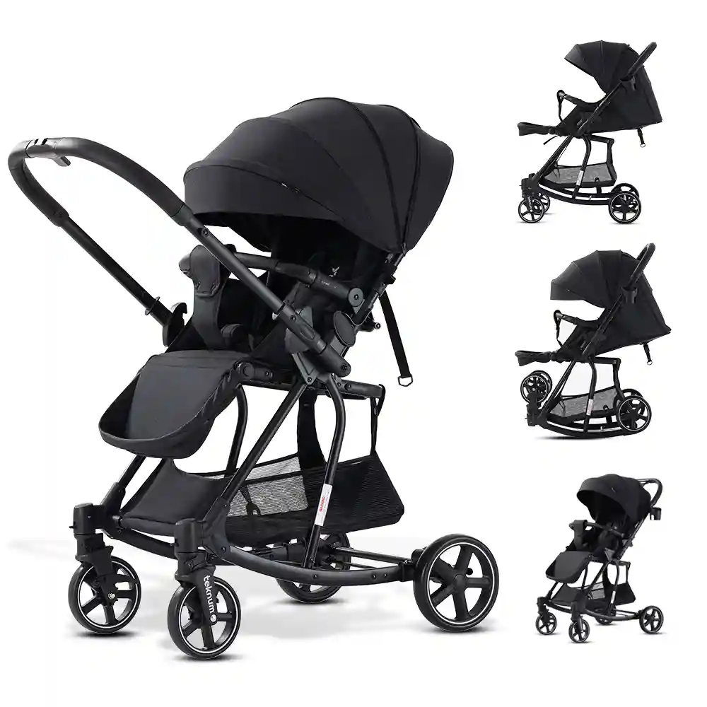 Teknum 2-in-1 Glide Reversible Rocker Baby Stroller One-hand Fold Travel Stroller - TK_RESTROK_BK