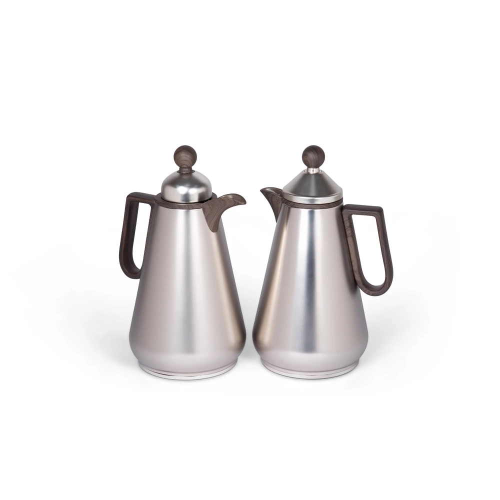 Zolten Velora Wenge 2-Piece Dishwasher-Safe Stainless Steel Vacuum-Insulated Flask Set, 1 L + 1 L - ZL1714704