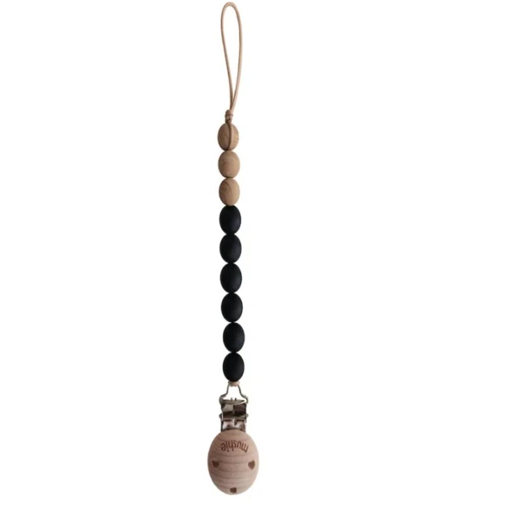 Mushie Pacifier Clips Eva Black - MU2090014