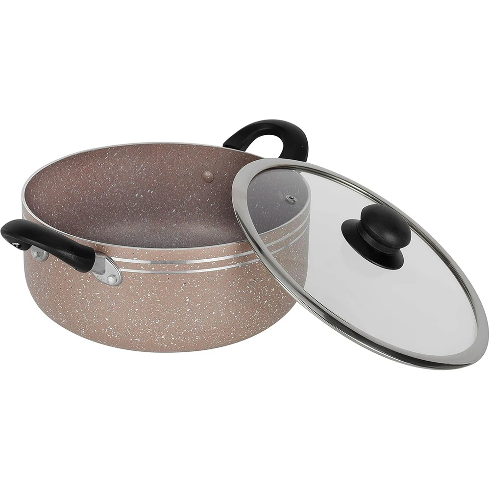 Delcasa DC1889BGE 10-Piece Non-Stick Cookware Set, Aluminum Granite Coating, Bakelite Handles, Glass Lids, Multi - Image 5