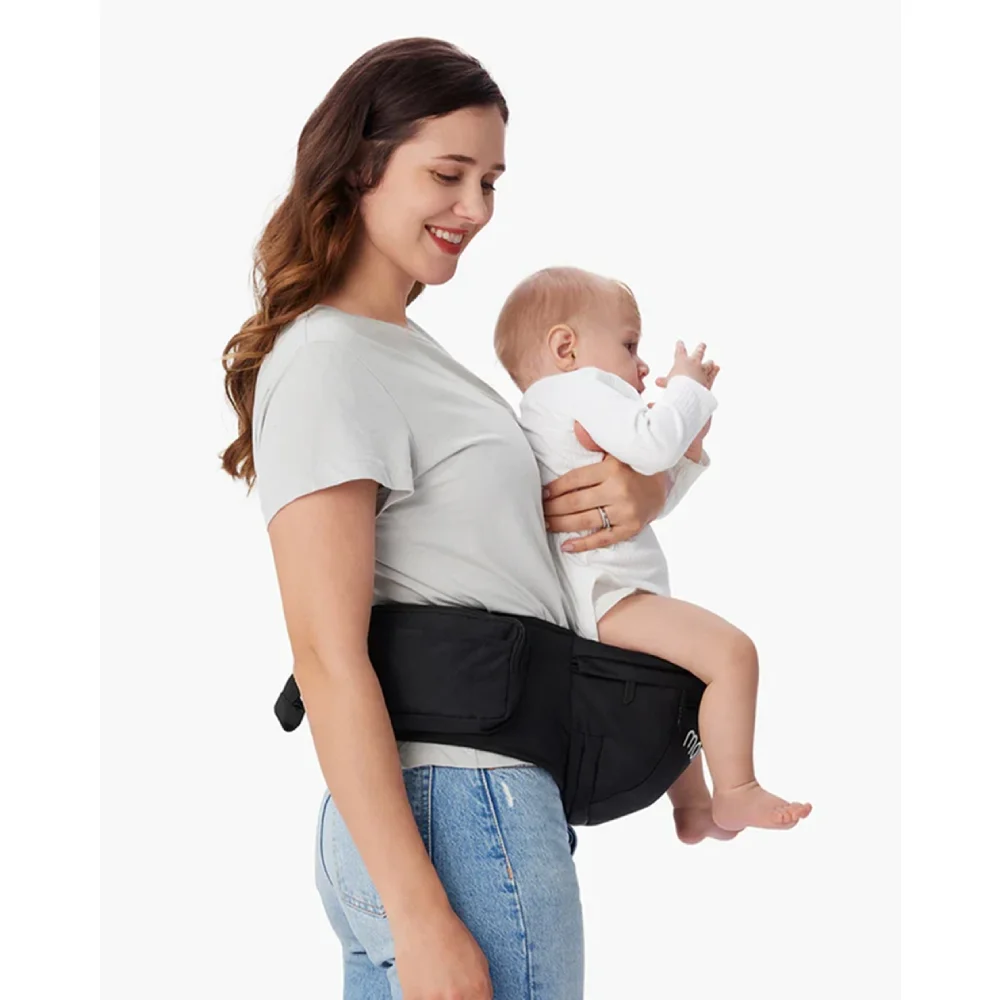 Momcozy Hip Seat Baby Carrier, 3D Abdominal Support, Widened Waist Belt, Ergonomic M-Position Seat, Multiple Carrying Positions, Storage Pockets, Newborn to Toddler, Large, Black - 602835182649 - Image 3