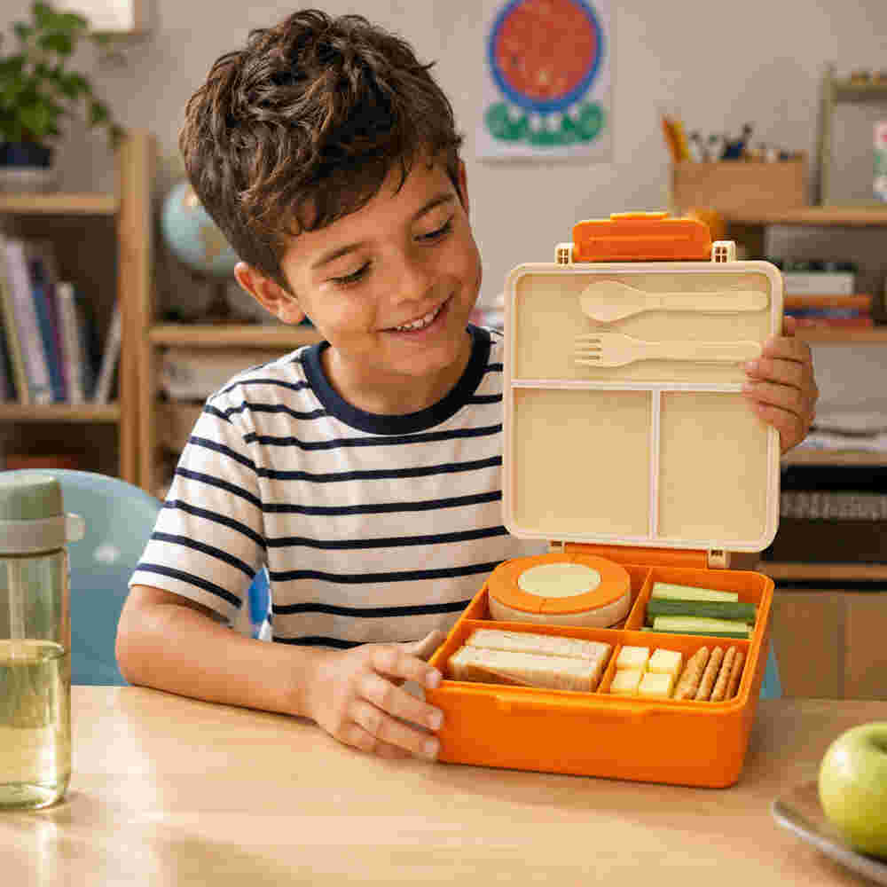 Babies Basic Insulated Bento Lunchbox Built-in Thermos Leakproof Compartments 3+ Years - Beige - Zoo 12300-BEN-BEI-ZOO - Image 4