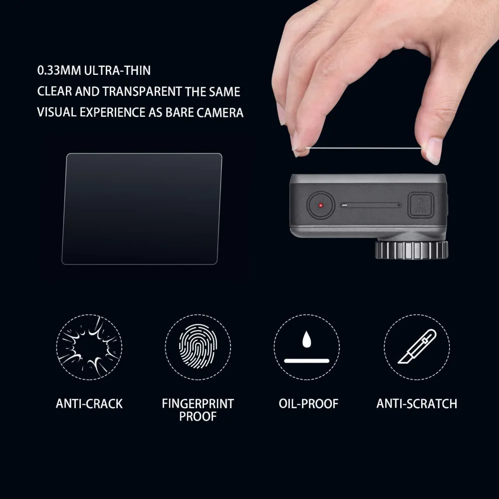 eWINNER 6PCS Tempered Glass Screen Protector Film Set for DJI Osmo Action 1st Generation, Screen Protector and Lens Film Foil, Ultra Clear Camera Accessory - 04-M9AJ-BZ8B - Image 6