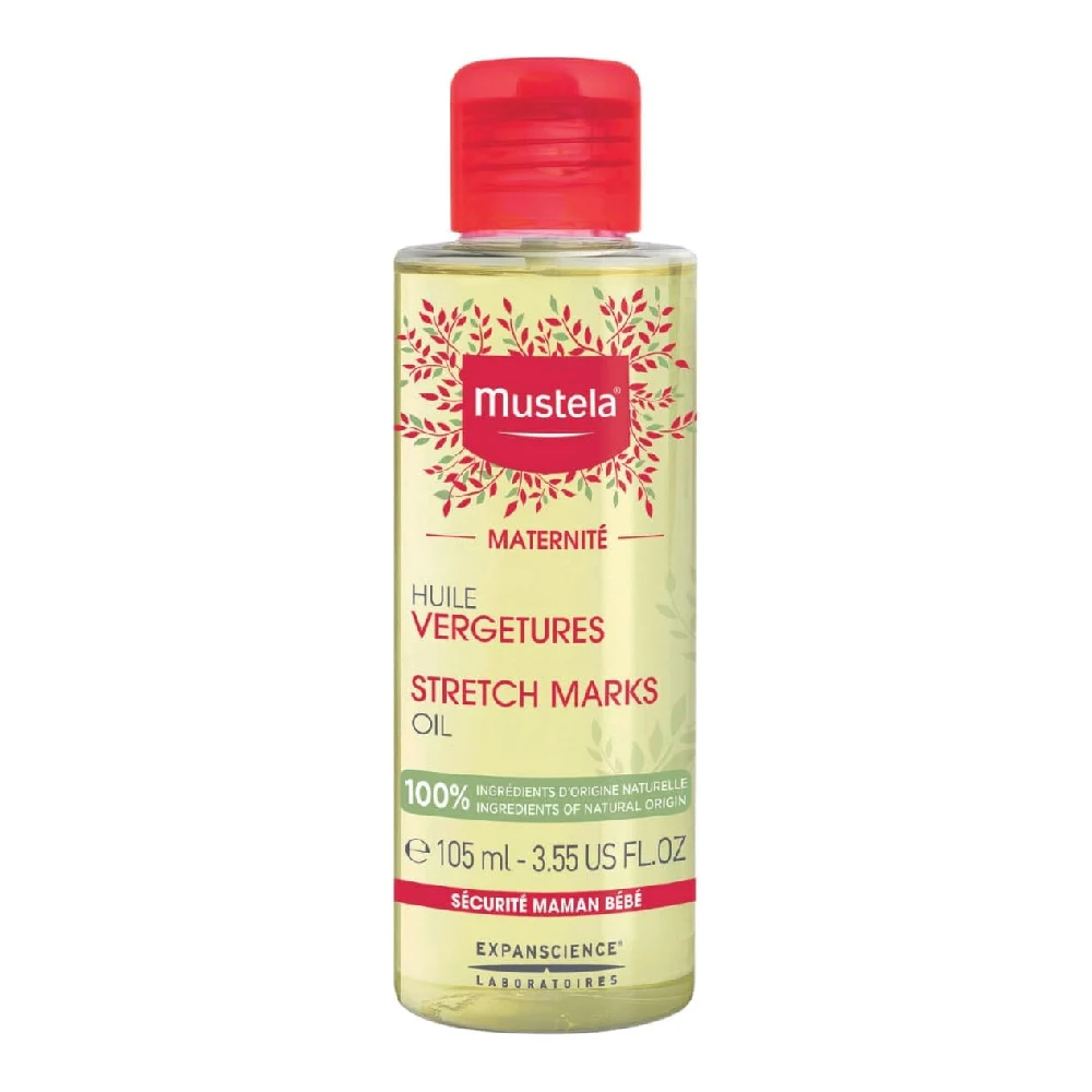 Mustela Organic Stretch Marks Oil for Pregnancy, 100 Percent Natural Origin, Maracuja, Avocado & Organic Sunflower Oils, Skin Elasticity & Hydration Care, Non-Greasy 105ml - H013