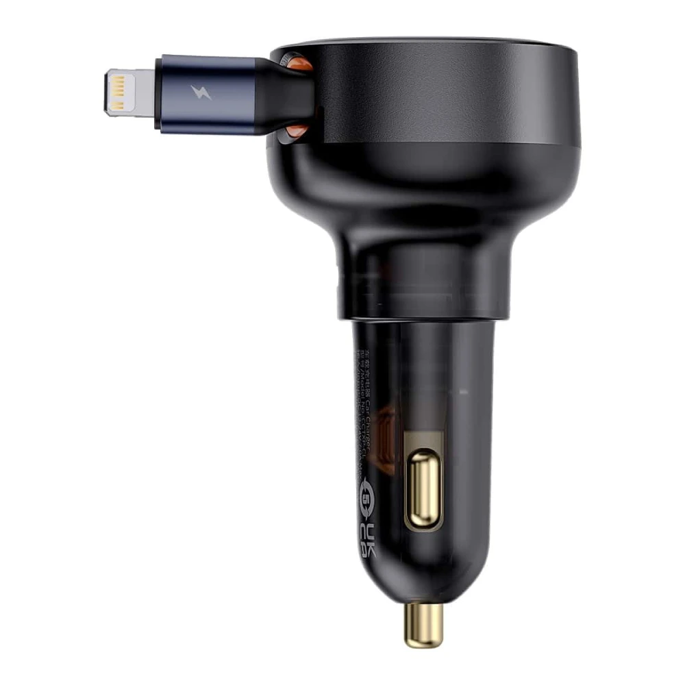 Baseus Car Charger Retractable Lightning 55W Black