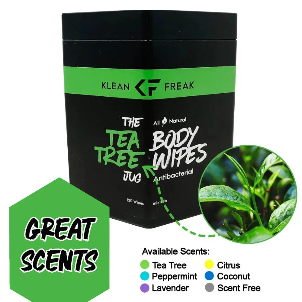 Klean Freak Body Wipes The Jug 120 Wipes, Large Shower Wipe Dispenser for Gym, Camping and Home, Alcohol Free, Tea Tree - TJTT01 - Image 3