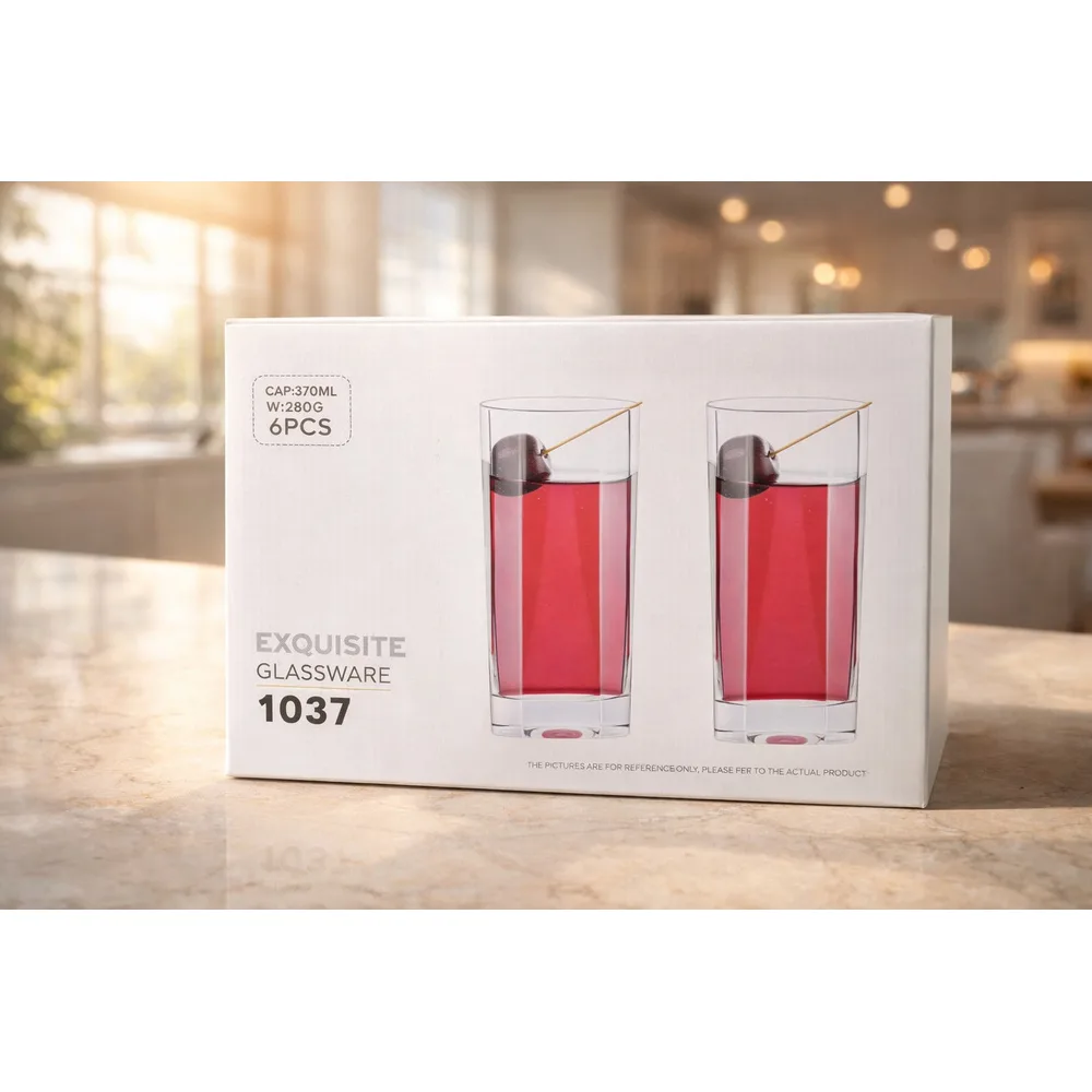 Taliona Exquisite Octagon 6-Piece Clear Glass Tumbler Set 37 cl - C6911037 - Image 4