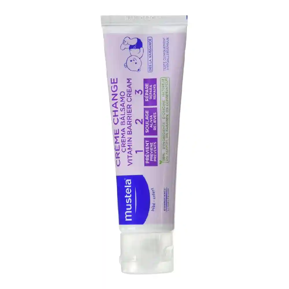 Mustela 1 2 3 Vitamin Barrier Baby Cream 50 ml, Diaper Rash Cream, Soothing & Skin Barrier Repair